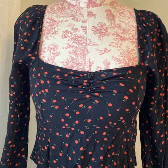 Free People Julia Cherry Print Blouse - Picture 3 of 8